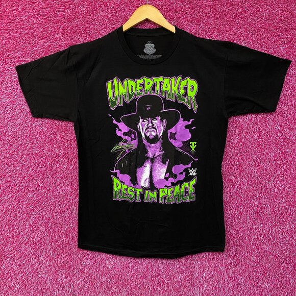 WWE Ash The Undertaker Rest In Peace Glow Ink T-Shirt Large - Picture 1 of 4